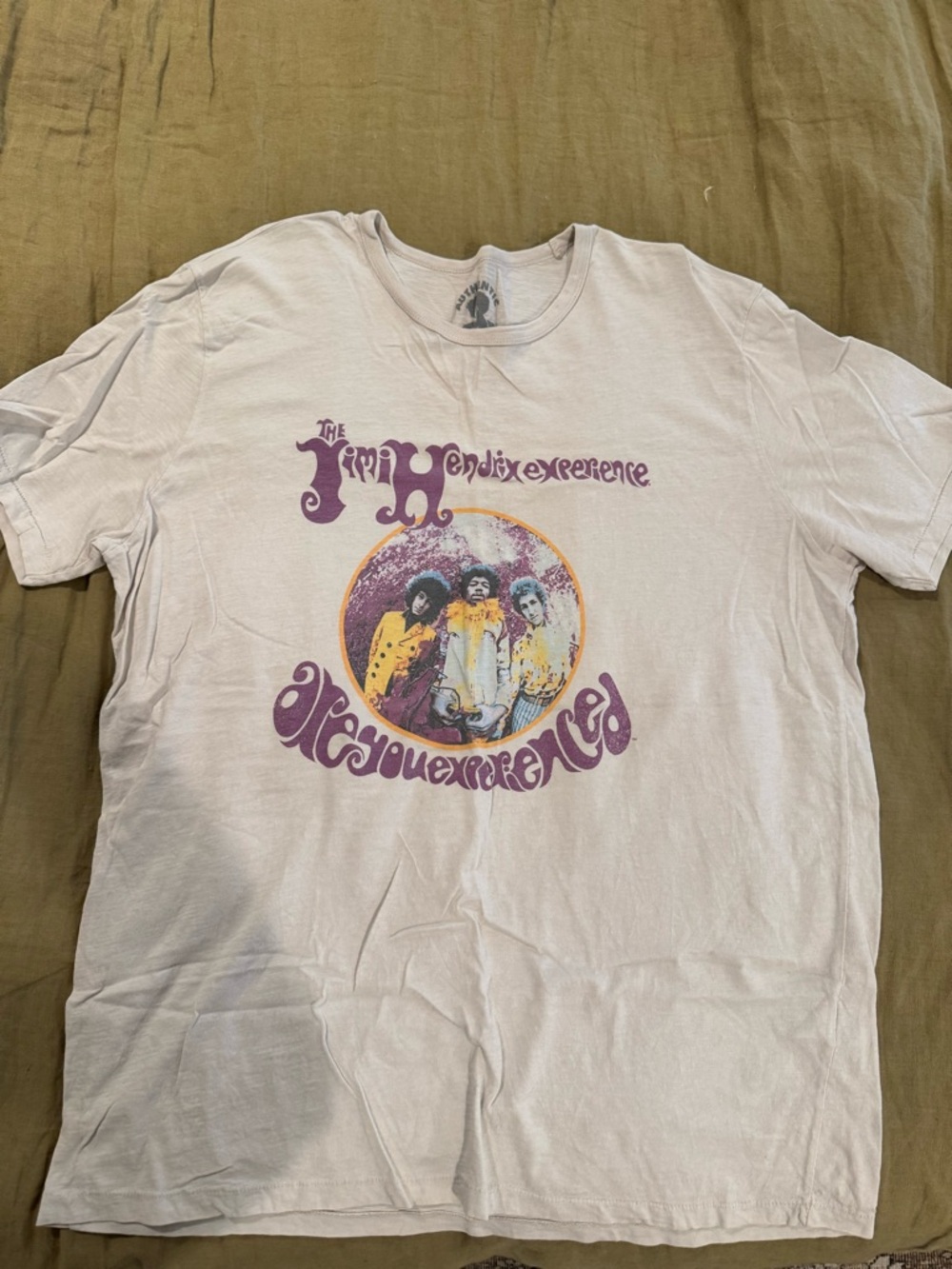 Lucky Brand Beige Graphic Hendrix Tee with Gray Print